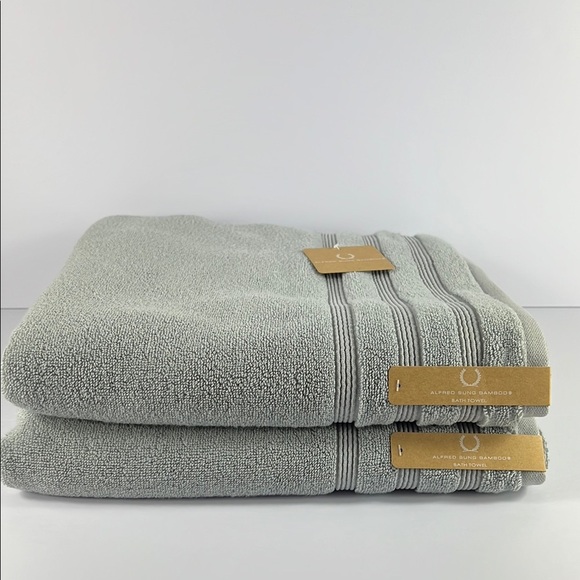 ALFRED SUNG Other - 2 Pc Alfred Sung Eco Melange Bath Towel Set Soft Bamboo Rayon Cotton Gray NEW